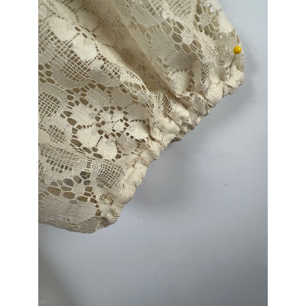 Vtg Carefree Fashions Skirt Top Set Women M Cream Lace Puff Sleeve Arizona USA - Picture 9 of 16